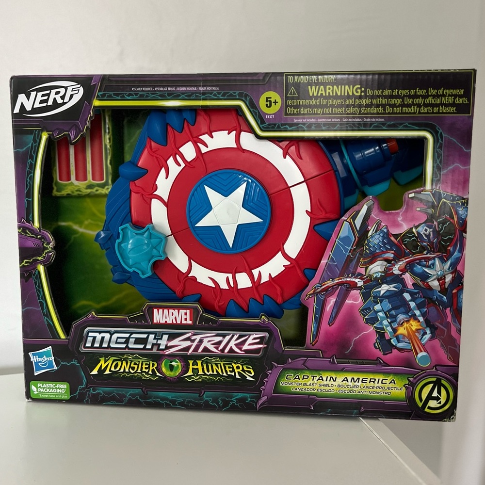 Nerf Marvel Monster Hunters Captain America shooting shield